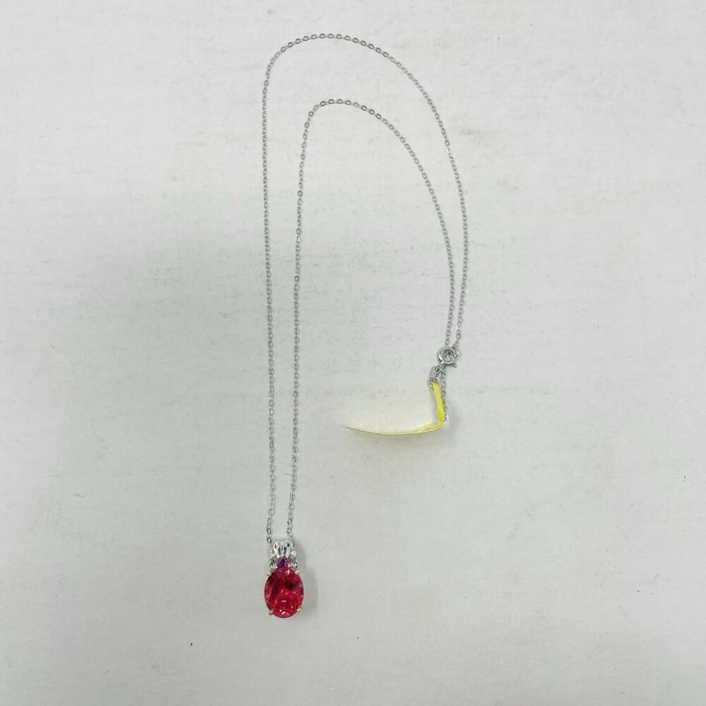 Salmon Quartz/Multi Gemstone 925 Sterling Silver Pendant With Chain 20in 5115